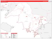 St. MaryParish (County), LA Wall Map Zip Code Red Line Style 2023